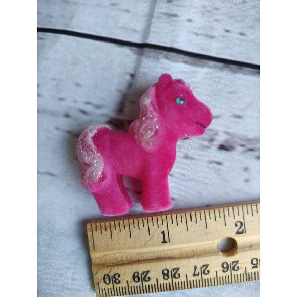 Pink Flocked Mini Pony Horse Glitter Tail And Main - Picture 6 of 6